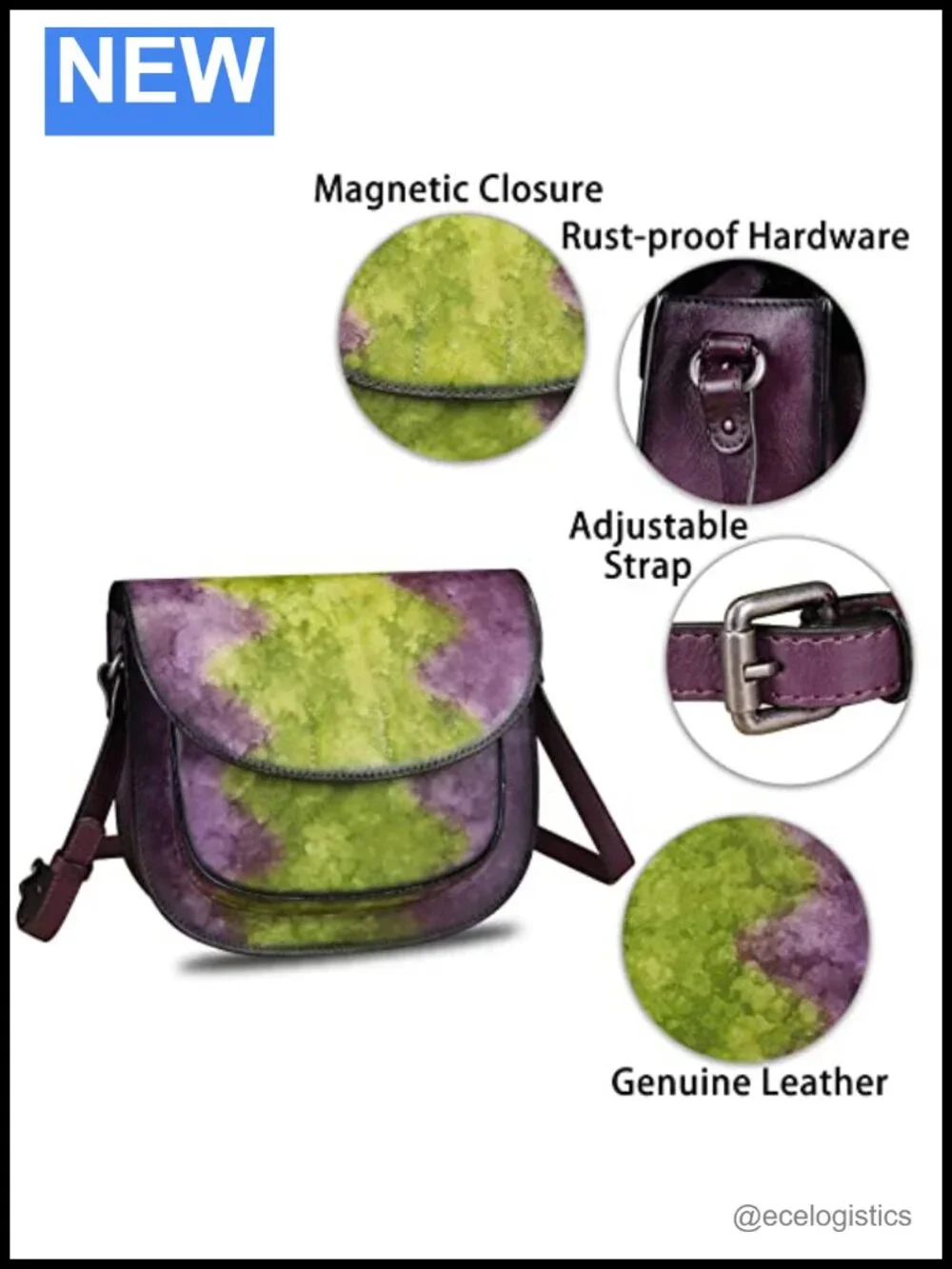 Genuine Leather Satchel Handbag Vintage Purse Retro Crossbody Women
